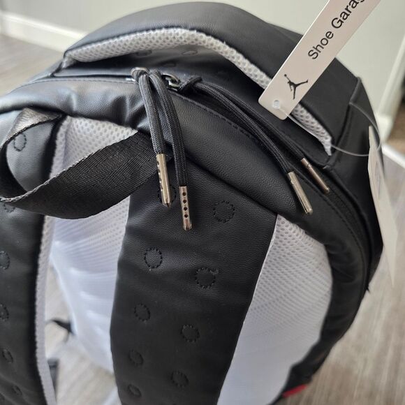 Nike Air Jordan Retro 13 XIII Backpack Bag Playoffs Black White Red Leather New - Picture 7 of 13